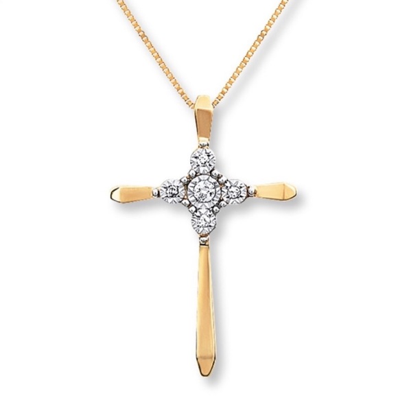 SOLD Diamond Cross Necklace 10k Gold by Kay Jewlers - Picture 5 of 5